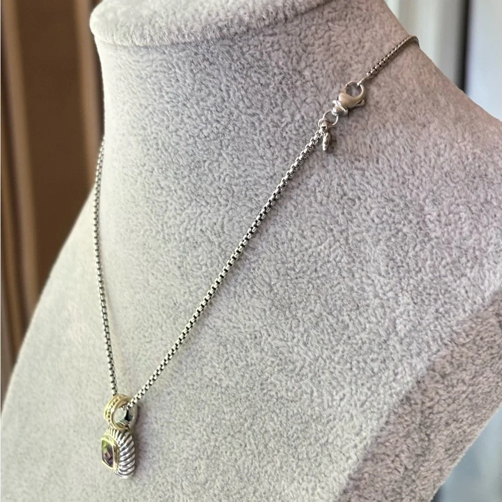 David Yurman 925 & 14k Gold Albion Pendant Necklace with Amethyst 16" - Picture 8 of 10